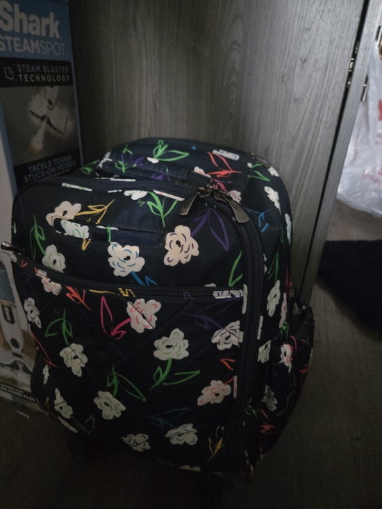 Handbags - Floral Print Rolling Backpack - Black Multicolor LIKE NEW